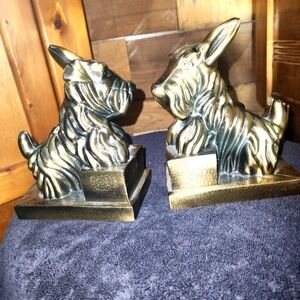 VINTAGE ART DECO SCOTTIE DOG BOOKENDS- BRITE METAL INDUSTRIES